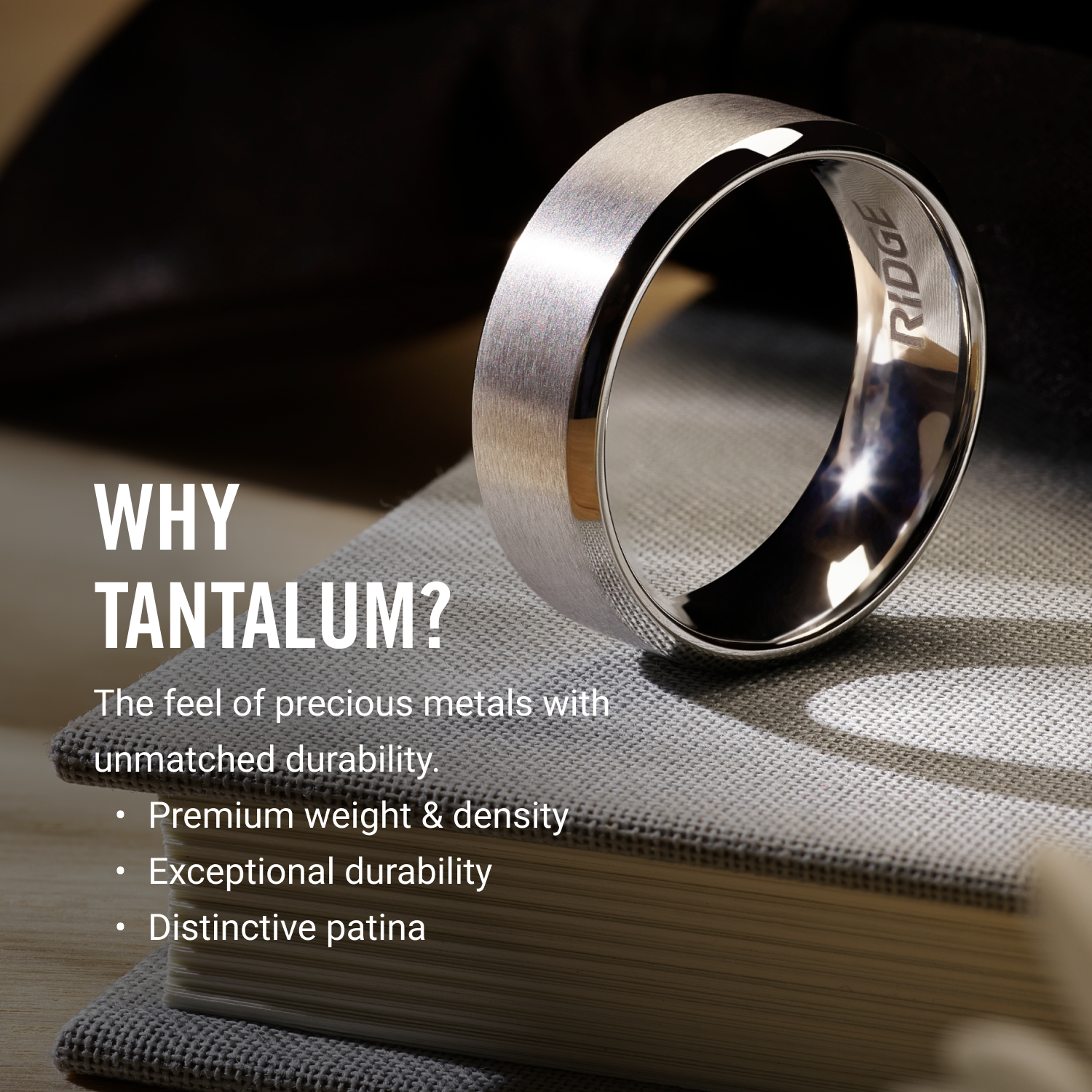 Platinum Men's Tantalum Wedding Band - The Ridge