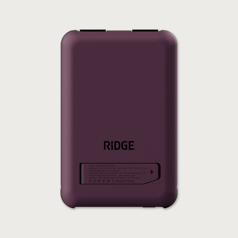Ridge Power Bank - 10k mAh - Dark Cherry