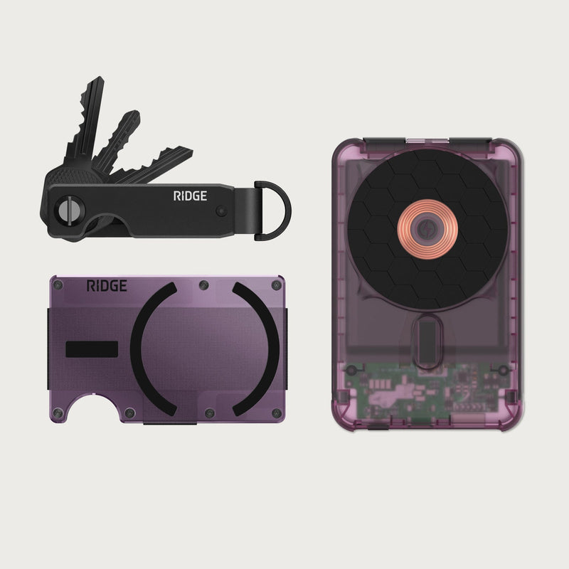 Ridge Wallet for MagSafe + Power Bank + KeyCase - Atomic Purple + Atomic Purple + Royal Black — image 1