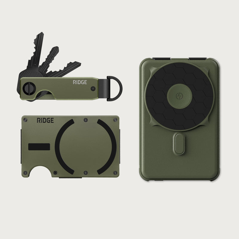 Ridge Wallet for MagSafe + Power Bank + KeyCase - Matte Olive — image 1