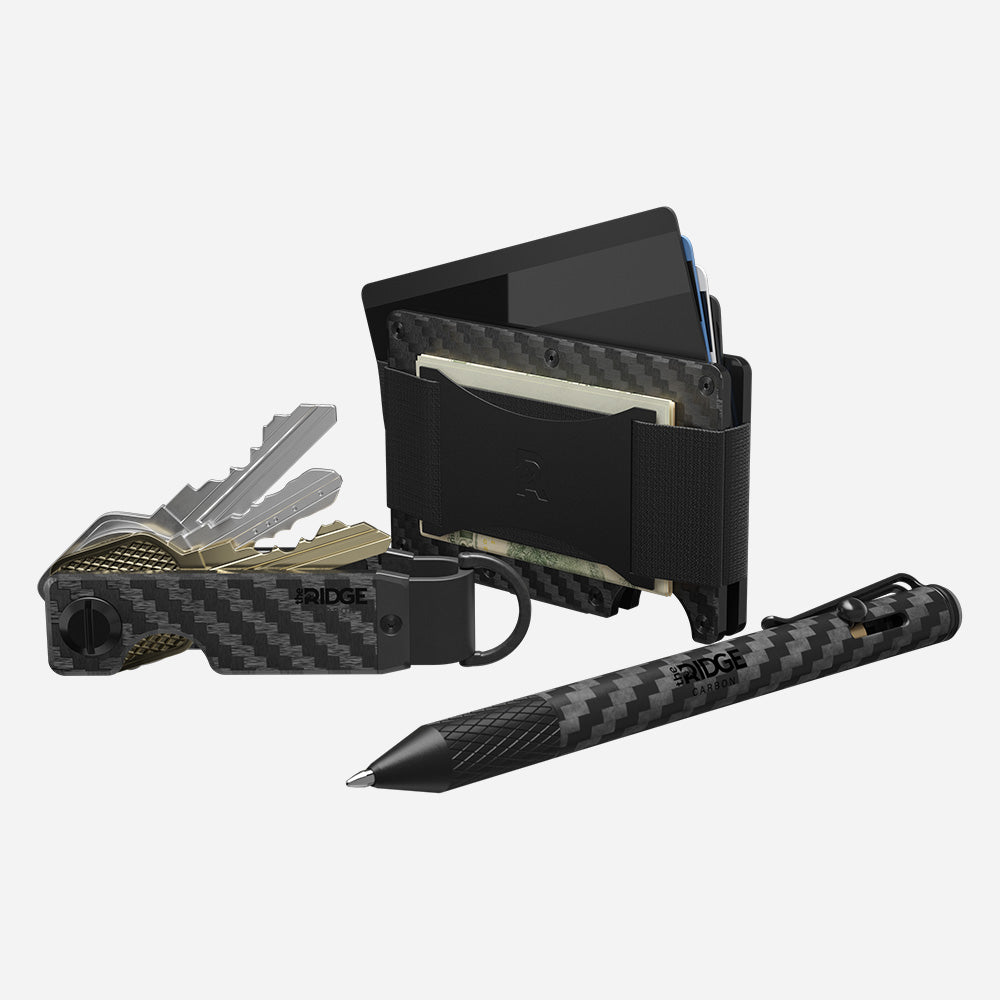 The Ridge Wallet + Keycase + Pen Kit - Carbon Fiber 3k