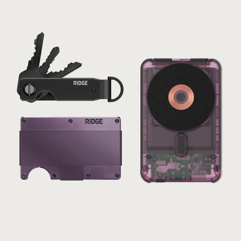 Ridge Wallet + Power Bank + KeyCase - Atomic Purple + Atomic Purple + Royal Black — image 1