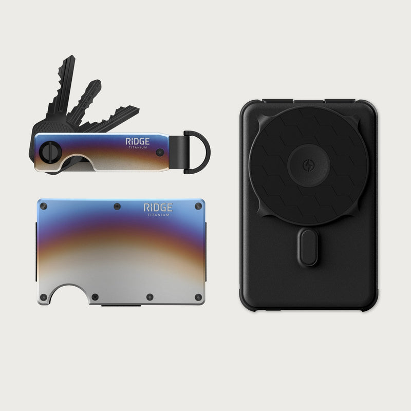 Ridge Wallet + Power Bank + KeyCase - Burnt Titanium + Matte Black + Burnt Titanium — image 1