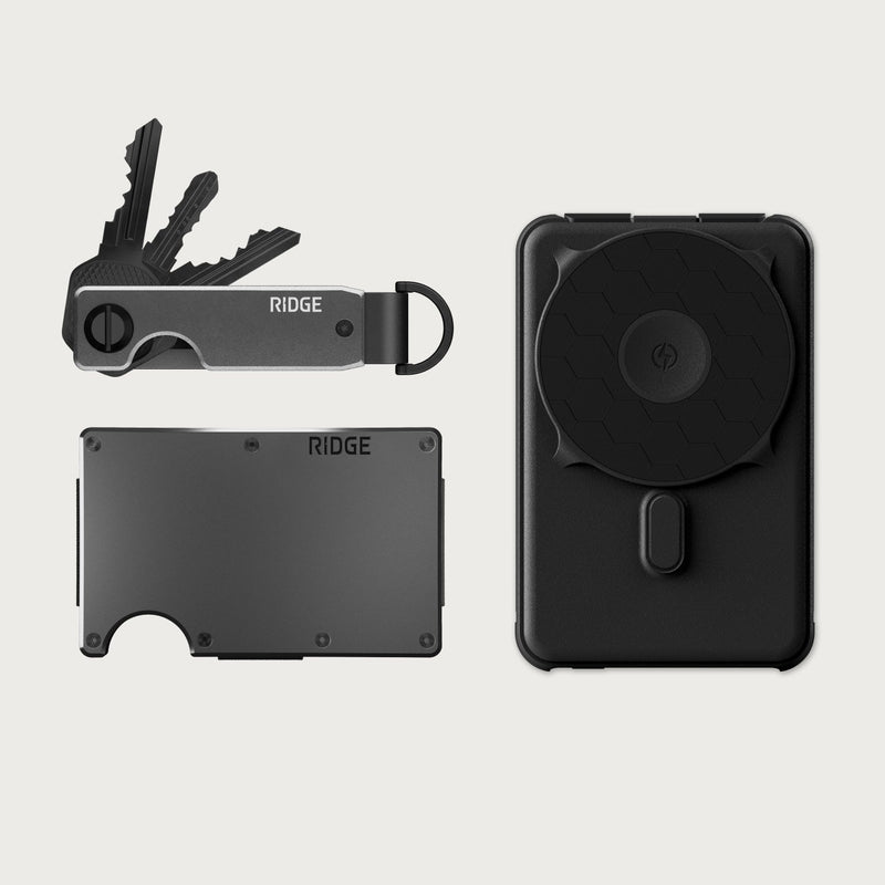 Ridge Wallet + Power Bank + KeyCase - Gunmetal + Matte Black + Gunmetal — image 1