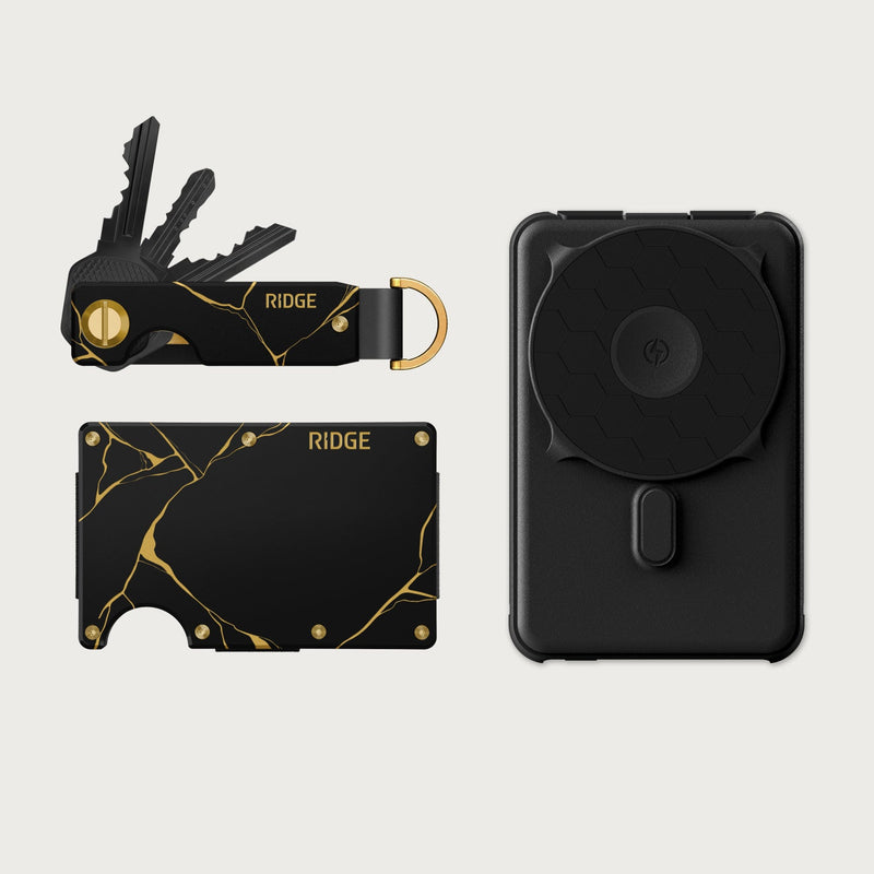 Ridge Wallet + Power Bank + KeyCase - Kintsugi - Black + Matte Black + Kintsugi - Black — image 1