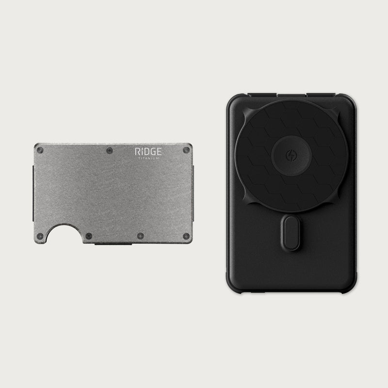 Ridge Wallet + Power Bank - Stonewashed Titanium + Matte Black — image 1