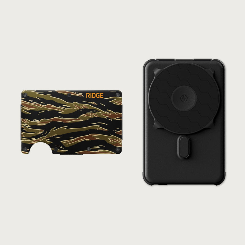 Ridge Wallet + Power Bank - Tiger Stripe + Matte Black — image 1