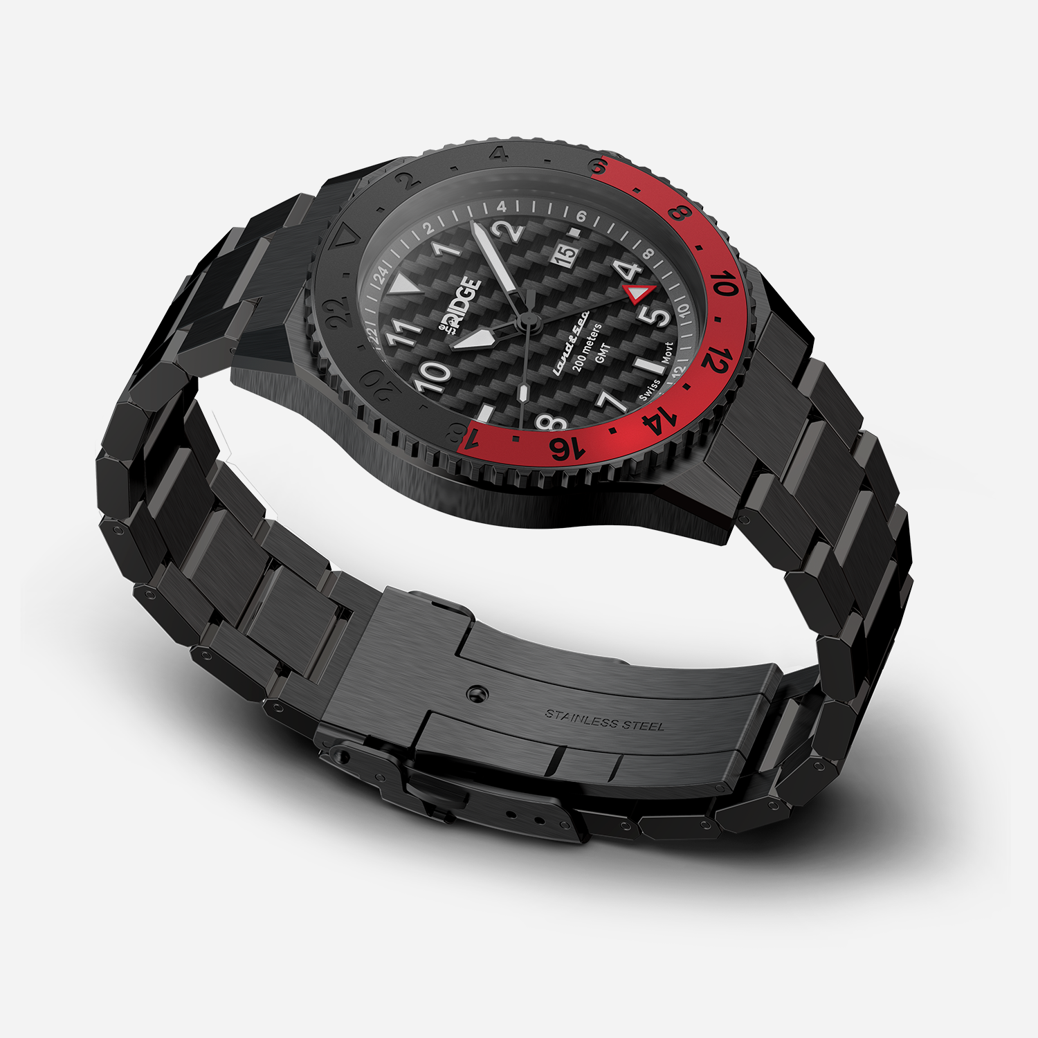 The Ridge Land Sea GMT Watch Carbon Fiber 3K