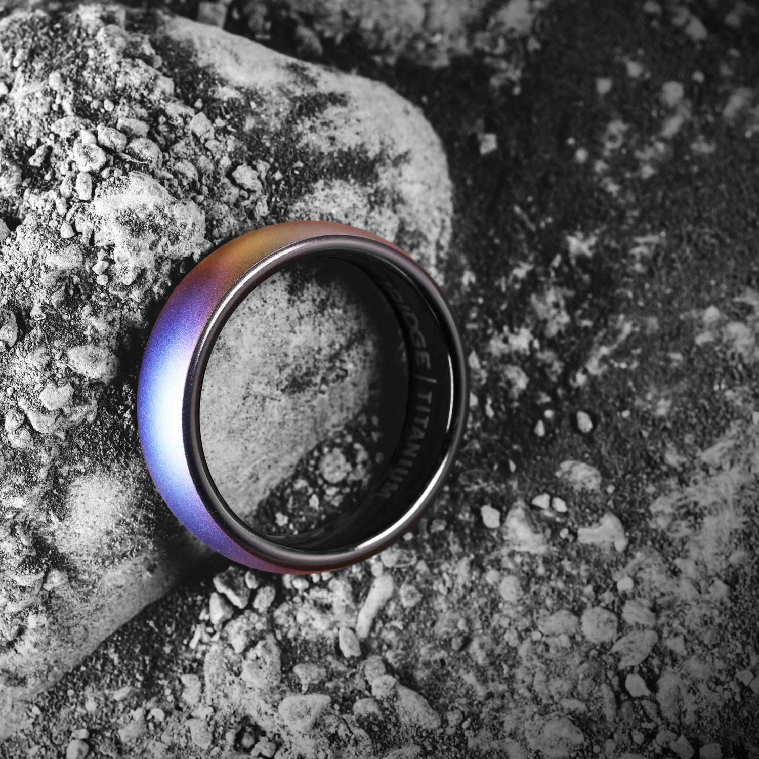 Ridge 6mm Rounded Ring Set - Burnt Titanium