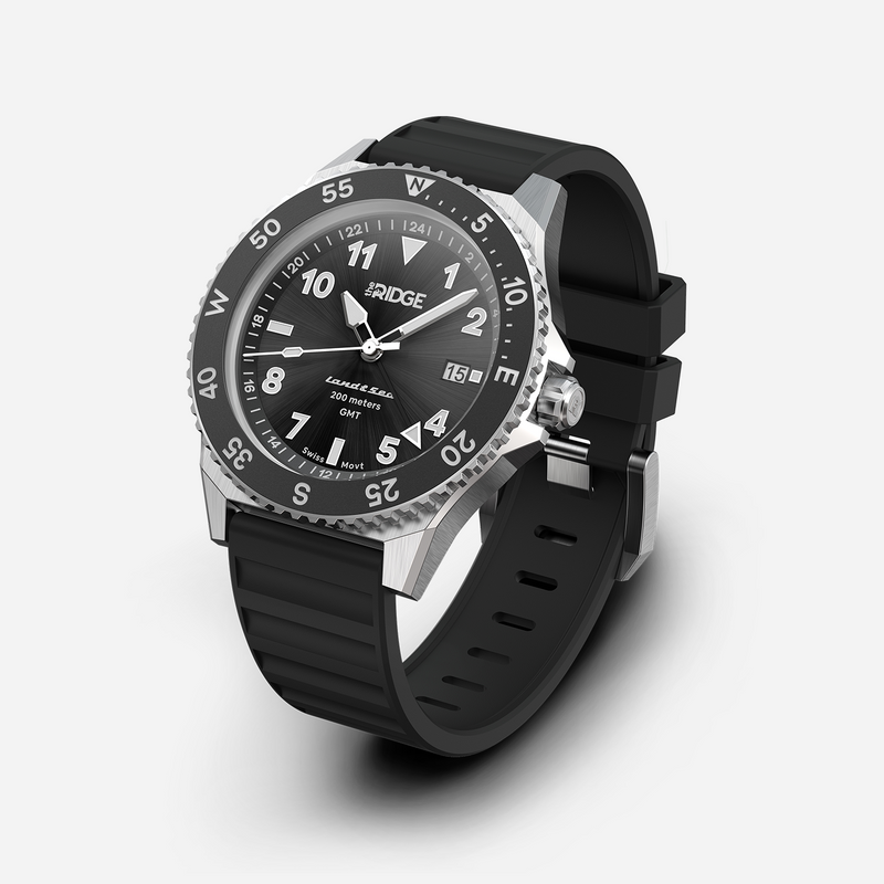 The Ridge Land & Sea GMT Watch: Royal Black