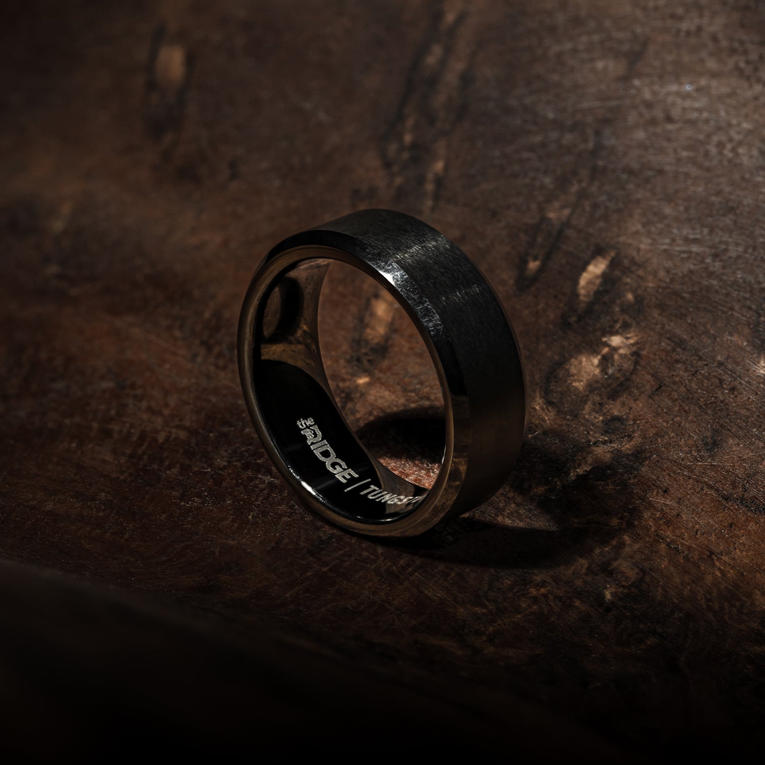 Ridge 8mm Beveled Ring Set - Royal Black